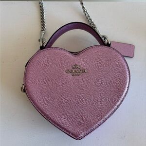 Coach Metallic Pink Heart Mini Crossbody